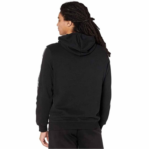 PUMA Mens Taping Fleece Hoodie, Cotton Black/Puma White | S - Picture 10 of 10